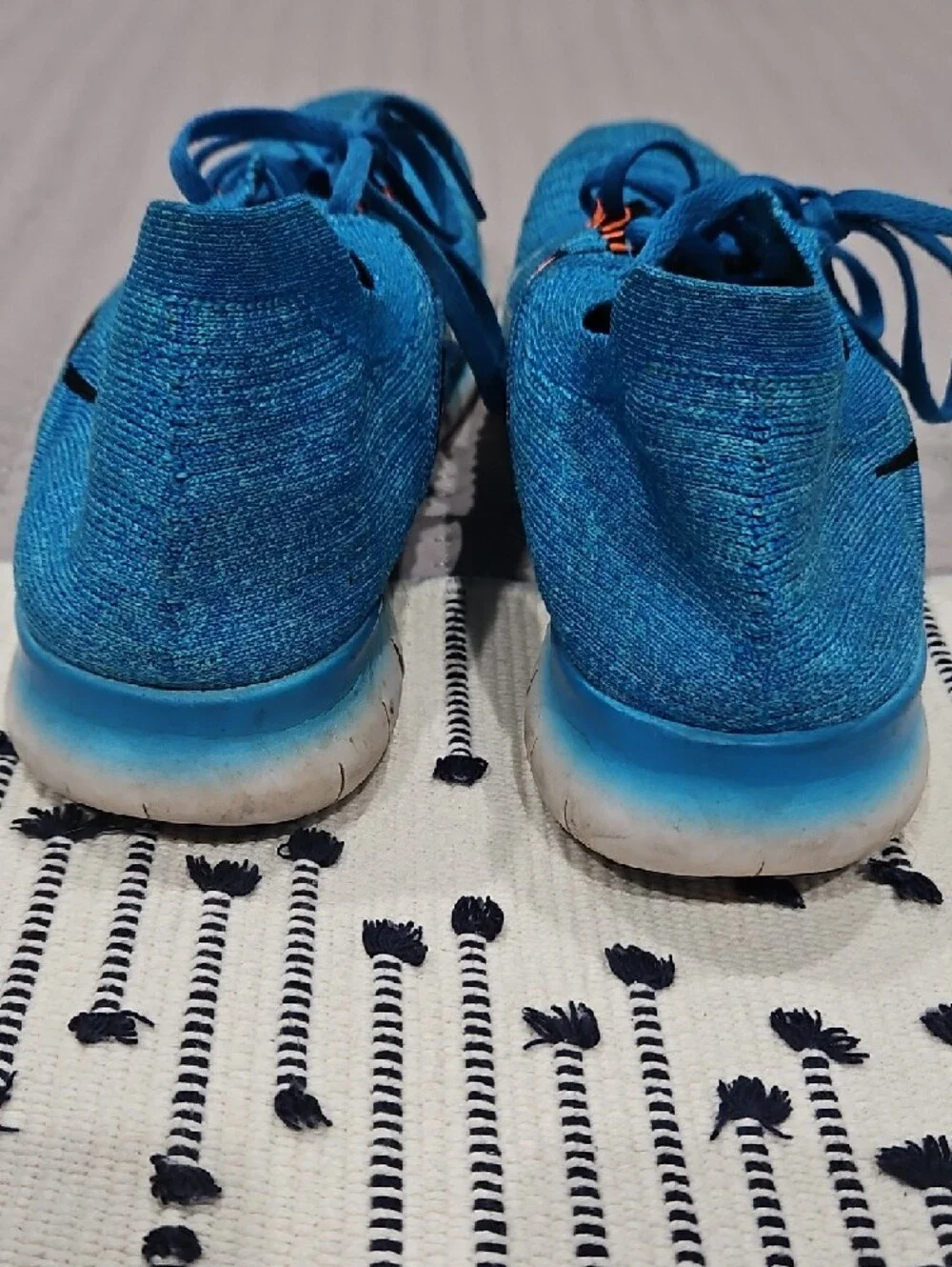 Nike Men's Flyknit Athletic Running Shoes - Blue with Black Accents